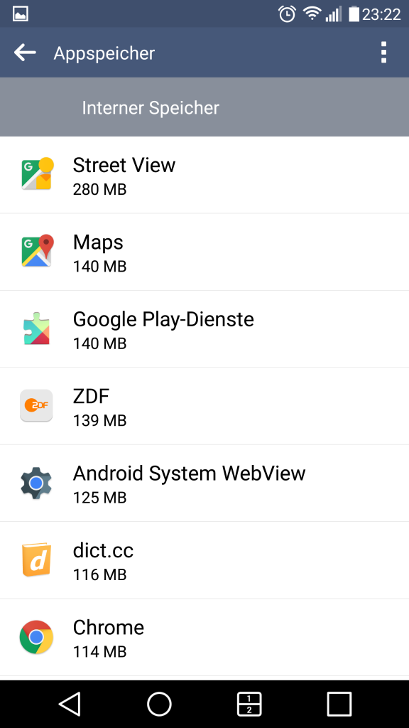 Google Maps App Speicherplatz
